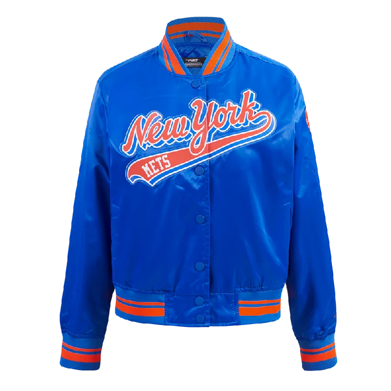 winter-ready faux shearling jacket for women -MLB NEW YORK METS SCRIPT TAIL WOMEN'S SATIN JACKET (ROYAL/ORANGE/ROYAL)