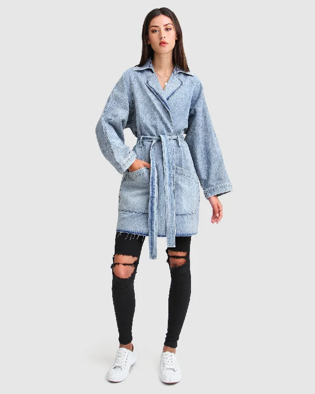 sophisticated evening coat for women -Relaxed Boyfriend Denim Jacket