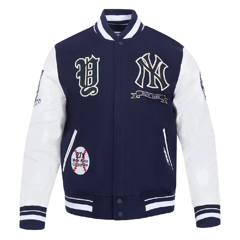 winter-ready women's parka -MLB NEW YORK YANKEES PRO PREP WOOL VARSITY JACKET (MIDNIGHT NAVY/WHITE)