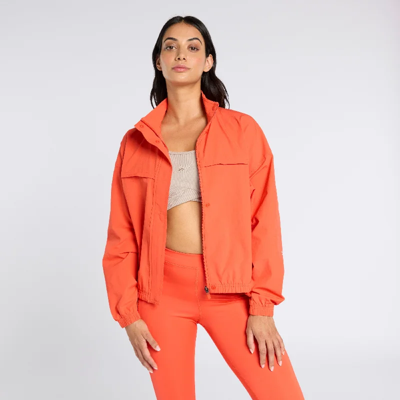 sleek minimalist coat for women -Active Collective Skystretch Woven Jacket Dynamic Red