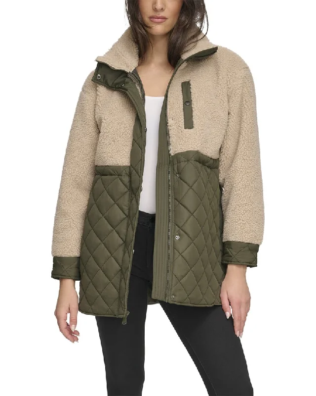 cozy teddy coat for ladies -Andrew Marc Longline Quilted Jacket