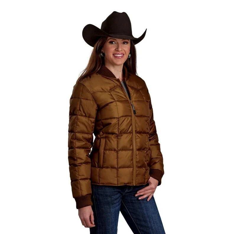 ladies' faux suede jacket -Roper Western Jacket Womens Rib Knit Quilted Brown 03-098-0761-0603 BR