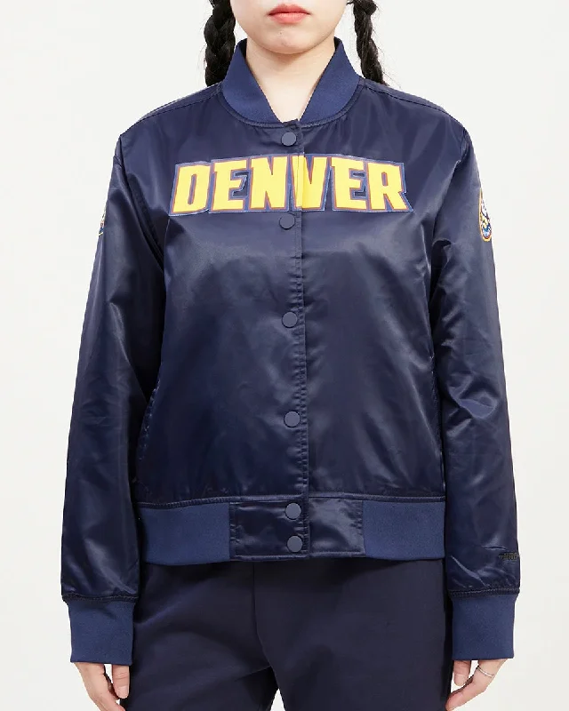 casual linen jacket for women -NBA DENVER NUGGETS CLASSIC WOMEN'S SATIN JACKET (MIDNIGHT NAVY)