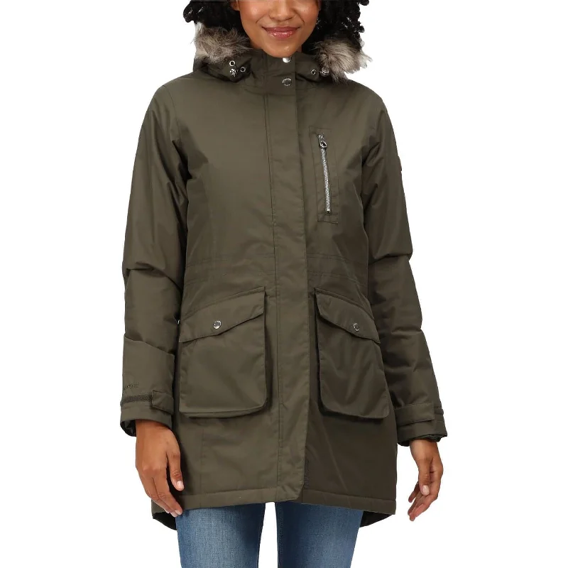 fitted wool blend coat for women -Regatta Serleena Insulated Womens Waterproof Jacket - Green