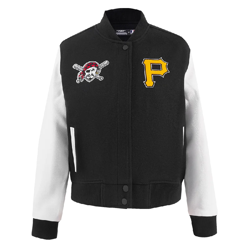 classic women's wool coat -MLB PITTSBURGH PIRATES CLASSIC WOOL WOMEN'S VARSITY JACKET (BLACK/WHITE)