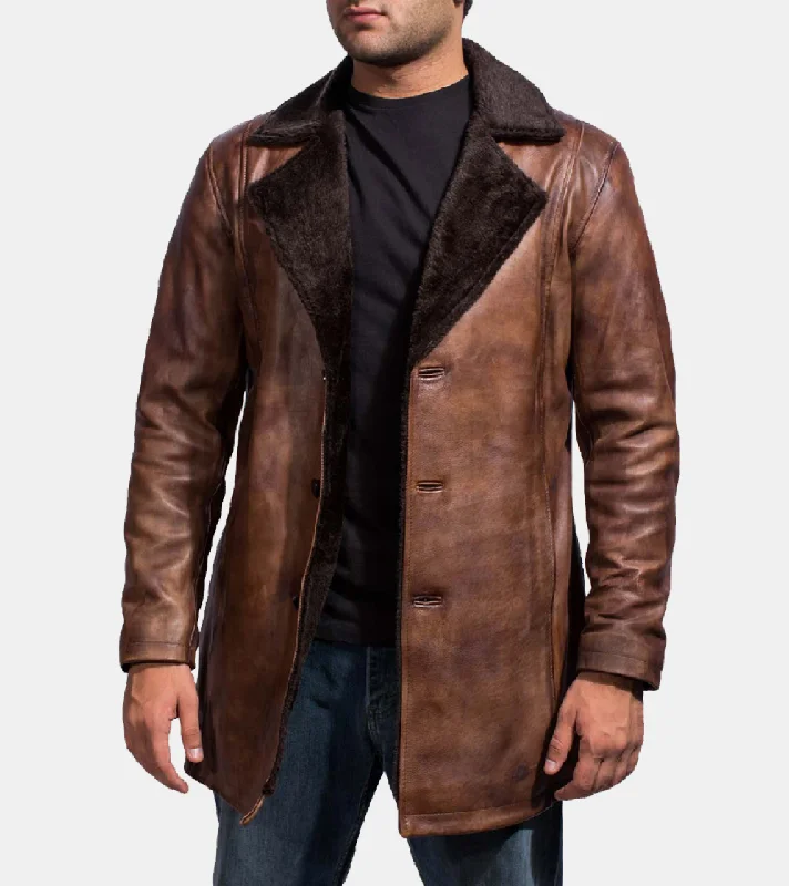 women's travel-friendly jacket -Sven Men's Brown Shearling Leather Coat