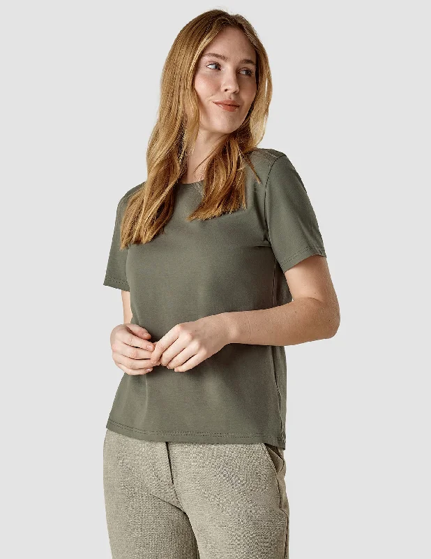 trendy velvet crop top for ladies -Supima T-shirt Dark Olive