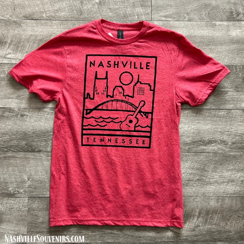 women's sheer mesh blouse -Nashville Minimalist Skyline Tee