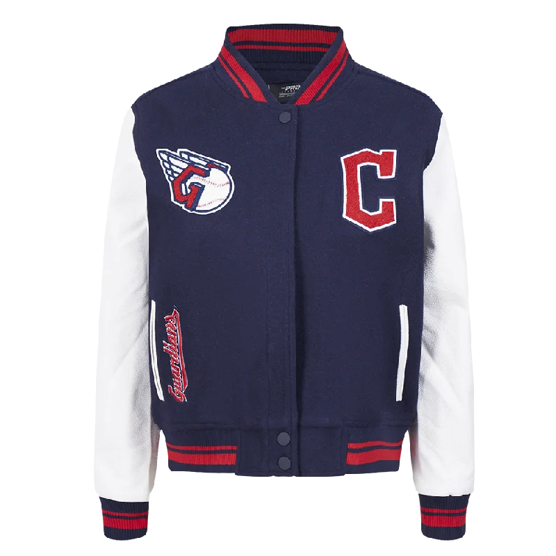 women's sherpa-lined jacket -MLB CLEVELAND GUARDIANS RETRO CLASSIC WOMEN'S RIB WOOL VARSITY JACKET (MIDNIGHT NAVY/RED/MIDNIGHT NAVY)