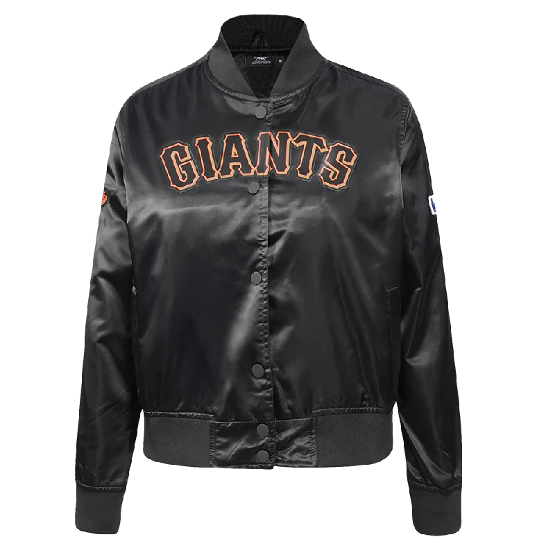 women's outdoor fleece jacket -MLB SAN FRANCISCO GIANTS CLASSIC WOMEN'S SATIN JACKET (BLACK)