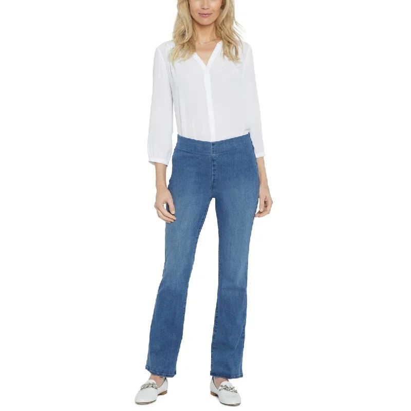 women's button-fly high-waisted jeans -NYDJ Women's SpanSprin Ava Daring Flare Pull On Jeans Blue Size Small