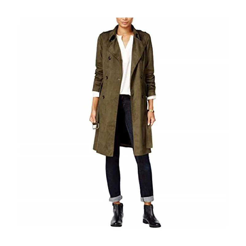 ladies' lightweight anorak coat -maison Jules Womens Faux-Suede Jacket, Green, Small