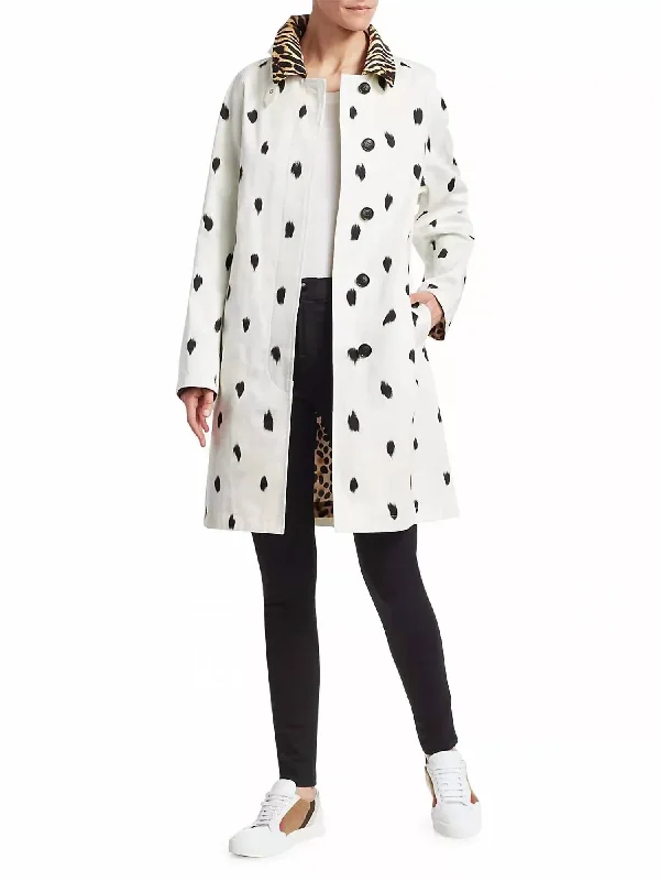 classic camel coat for ladies -Carrington Animal Print Coat In White/black/brown