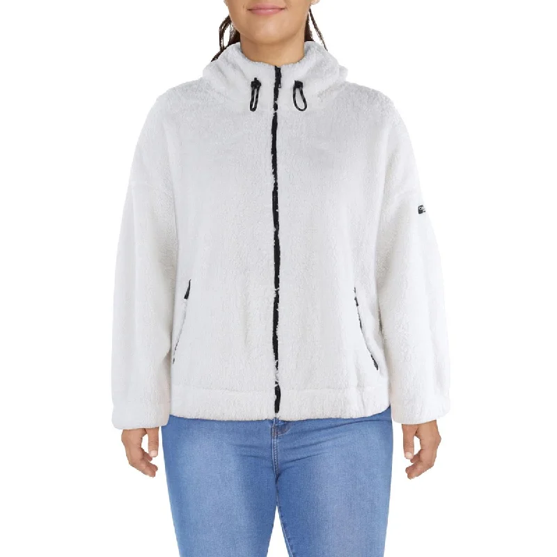 women's travel-friendly jacket -Calvin Klein Performance Womens Plus Short Warm Faux Fur Coat