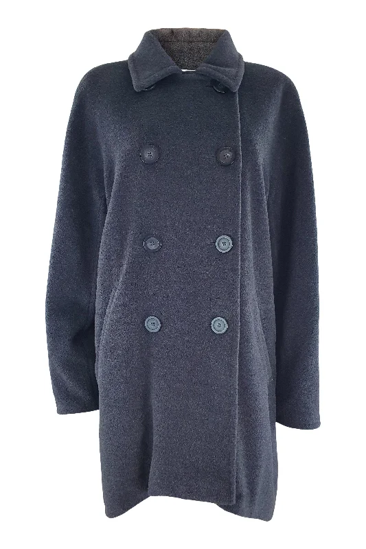 women's casual denim jacket -MAX MARA Grey Wool and Cashmere Blend Overcoat (UK 12)