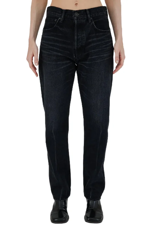 ladies' cropped flare jeans -Murrieta Wide Straight Jean In Black