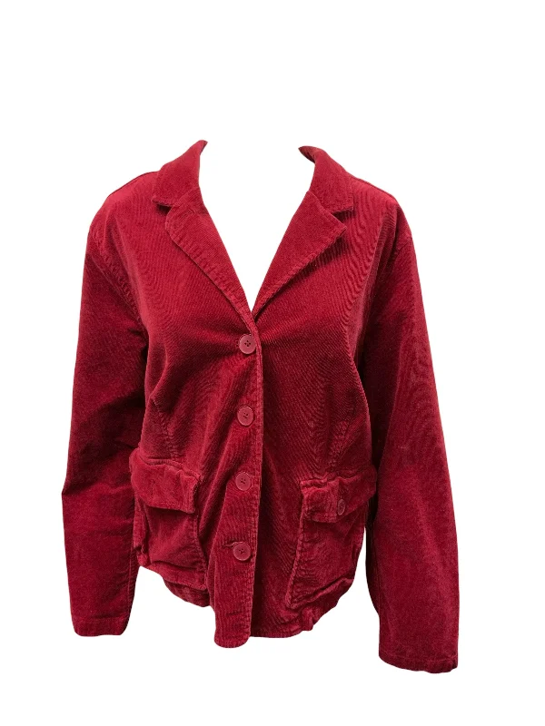 women's bohemian style kimono jacket -Relativity Women's Cord Blazer Red 2X