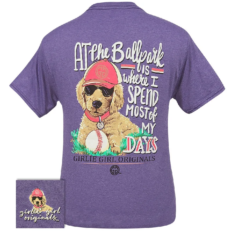 women's twist-front blouse -2526 Ballpark Puppy SS-Retro Heather Purple