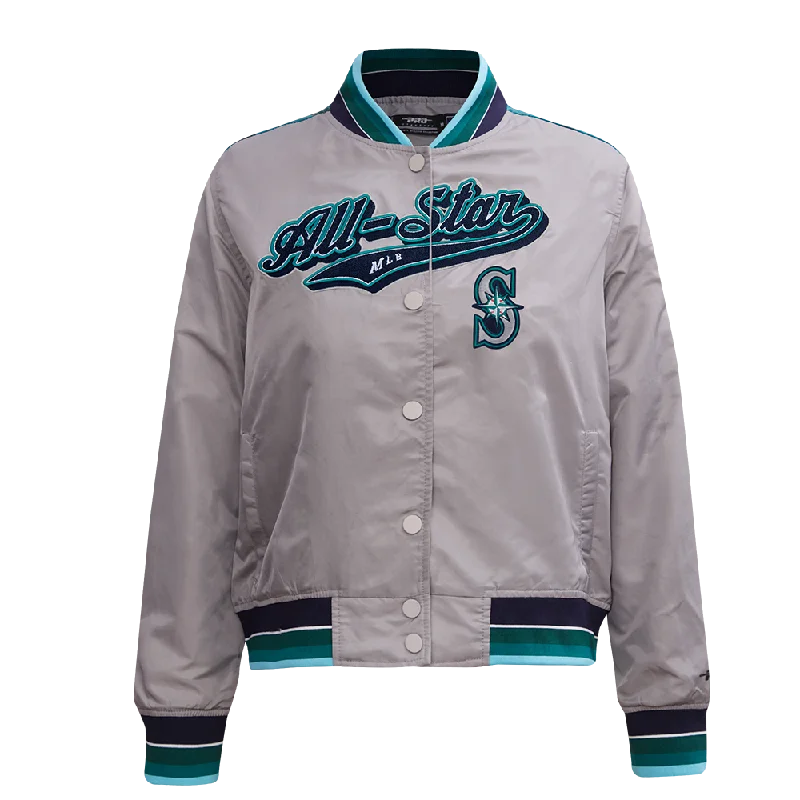 ladies' quilted coat -MLB ALL STAR 2023 RIB WOMEN'S SATIN JACKET (SILVER)