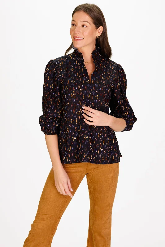 soft-touch modal t-shirt for women -Annalise Popover in Black Floral