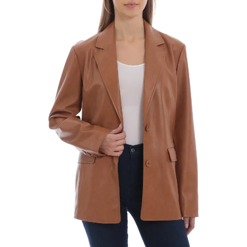 chic oversized blazer for women -Avec Les Filles Women's Faux Leather Boxy Cut Blazer