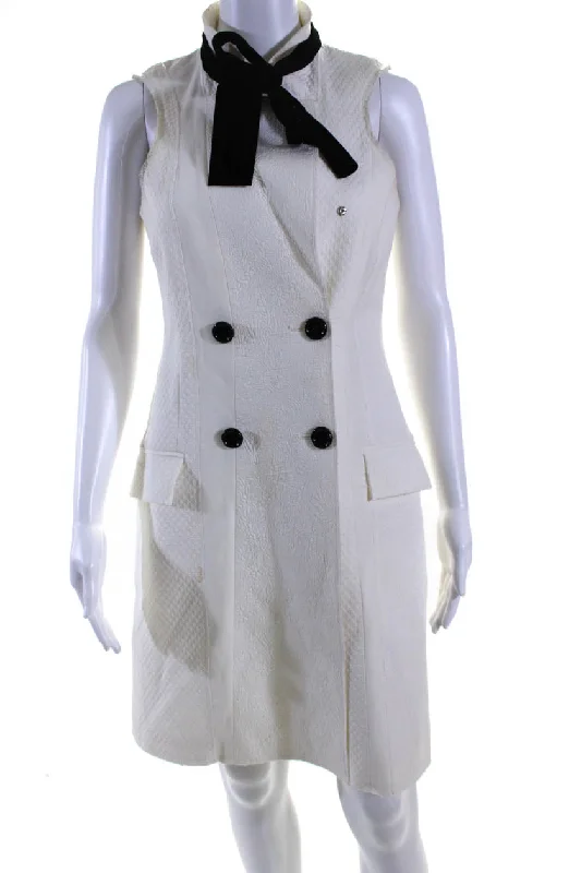 classic women's wool coat -Proenza Schouler Women's Collared Sleeveless Double Brest Vest Cream