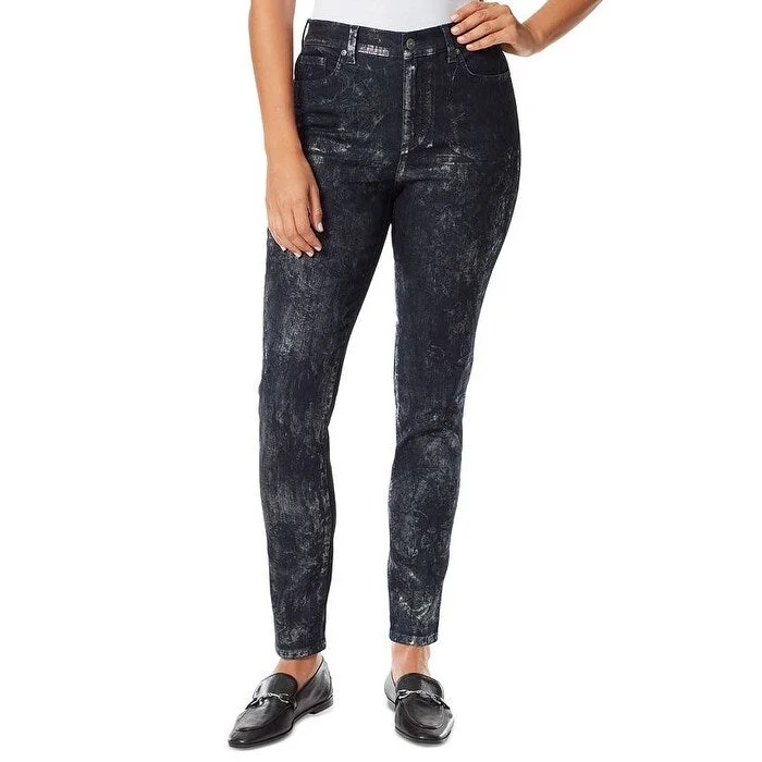 women's ripped high-waisted denim -Gloria Vanderbilt Women's Amanda High Rise Skinny Jeans Black Size 6