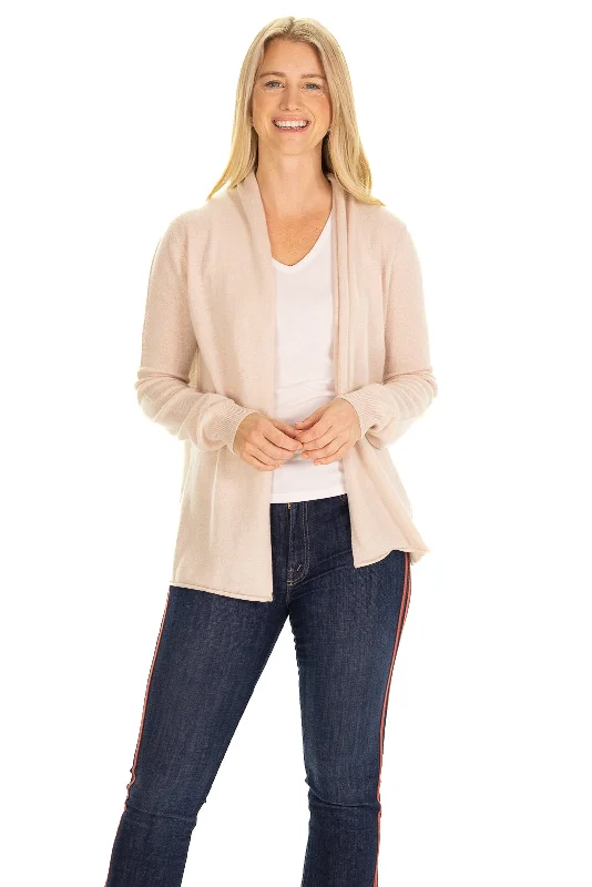 trendy velvet crop top for ladies -Maeve Cashmere Mini Duster in Oatmeal Shimmer