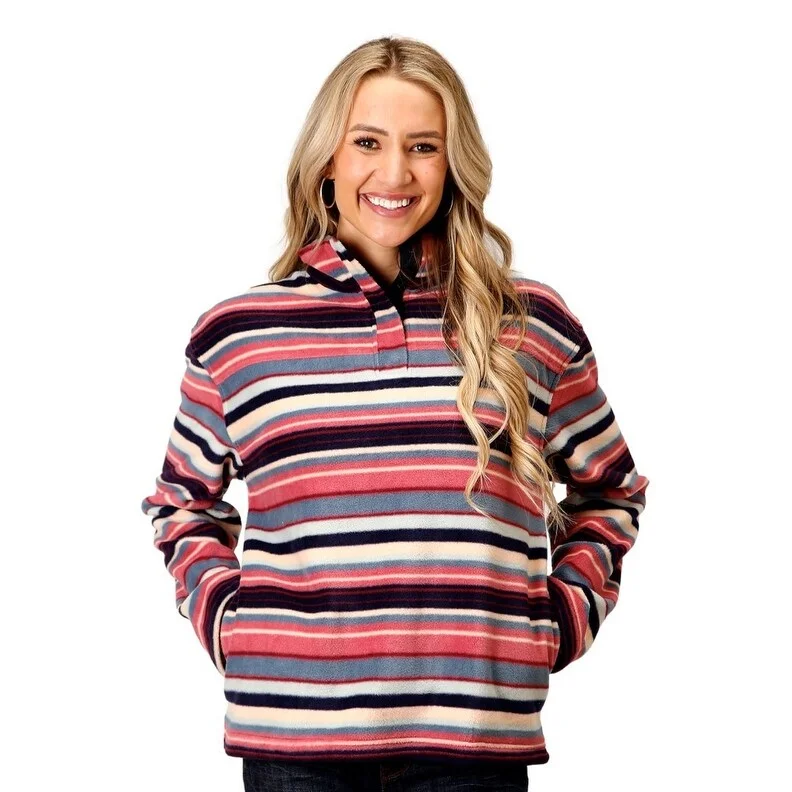 women's reversible coat -Roper Western Jacket Womens Striped Pullover Navy 03-098-0250-6164 BU