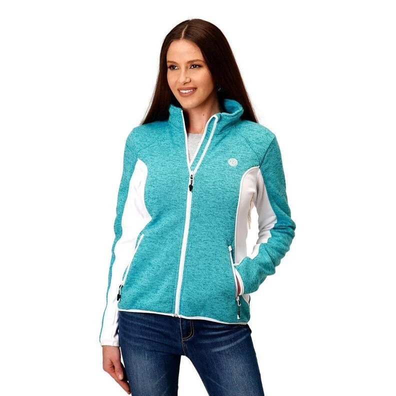 classic women's wool coat -Roper Western Jacket Womens Fleece Pockets Aqua 03-098-0794-6150 BU