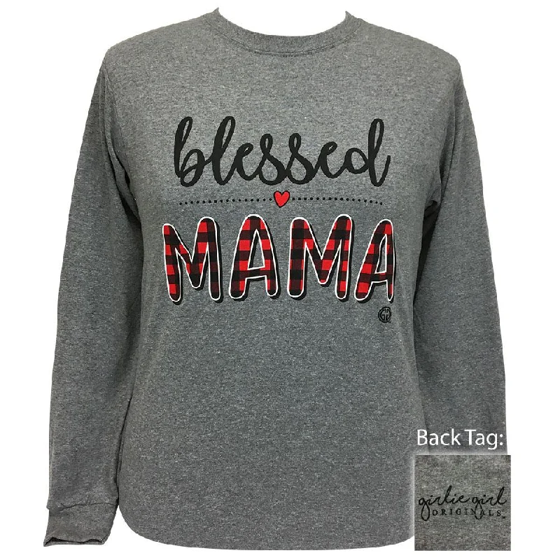 loose-fitting tunic top for women -Blessed Mama-Graphite Heather LS-2222