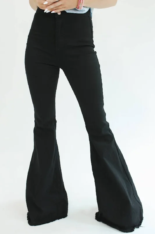 women's extra-stretch denim jeans -Monica Flare Jean In Black