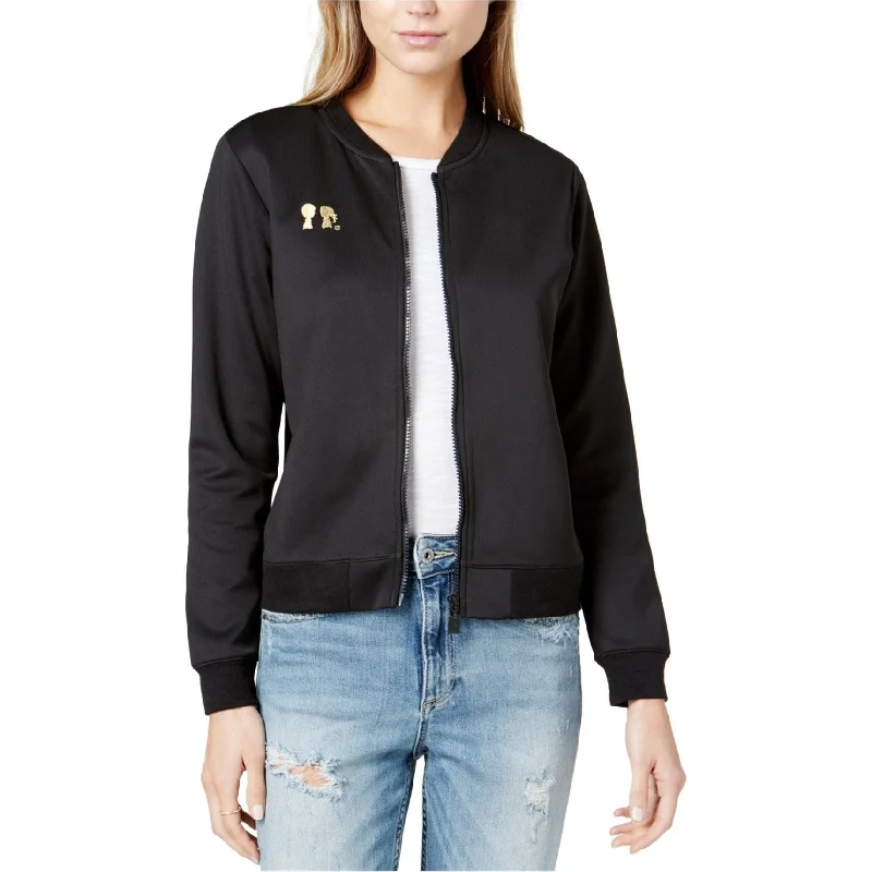 cozy teddy coat for ladies -Boy Meets Girl. Womens Embroidered-Logo Bomber Jacket