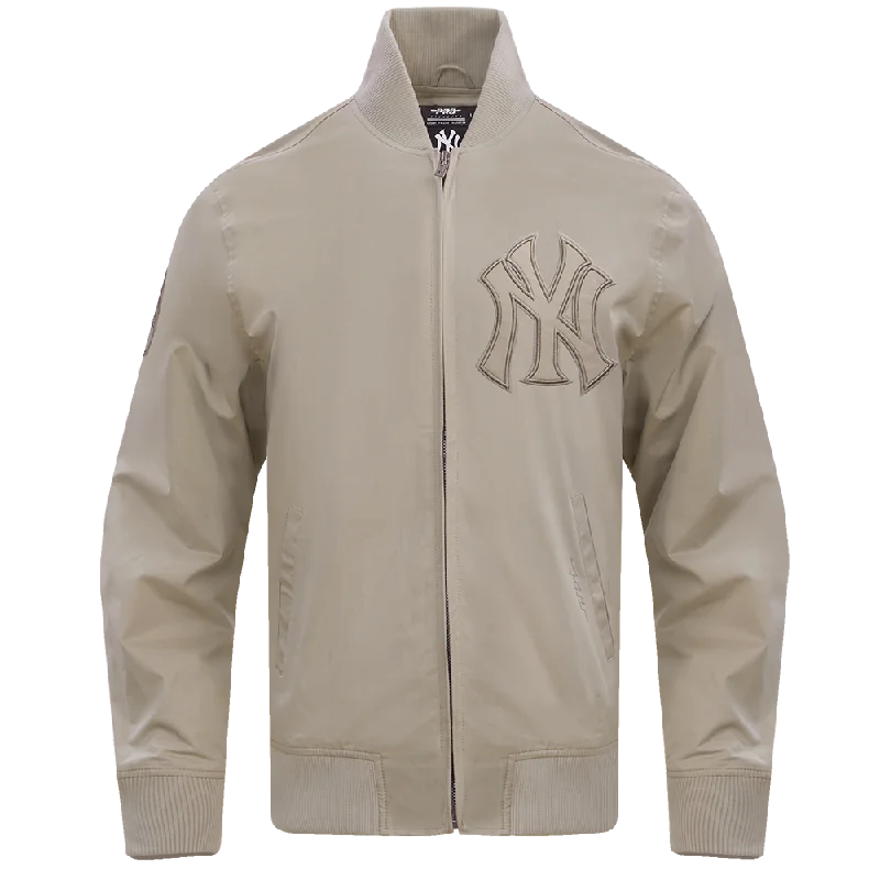 fitted wool blend coat for women -MLB NEW YORK YANKEES NEUTRAL TWILL JACKET (TAUPE)