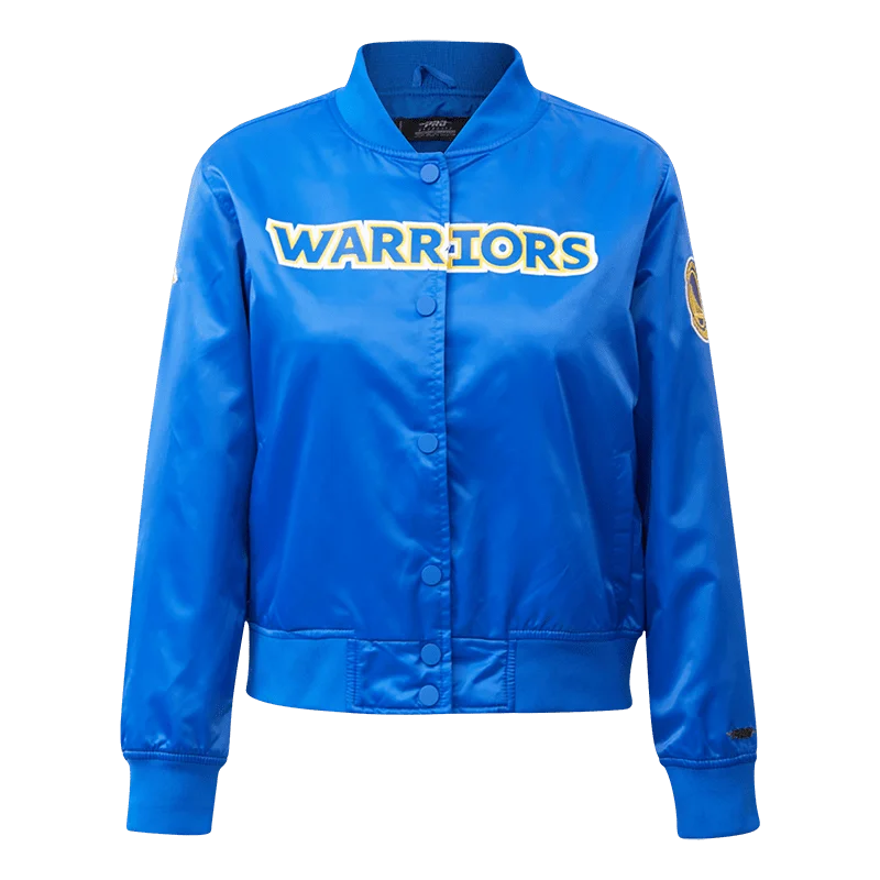 ladies' waterfall drape coat -NBA GOLDEN STATE WARRIORS CLASSIC WOMEN'S SATIN JACKET (ROYAL BLUE)