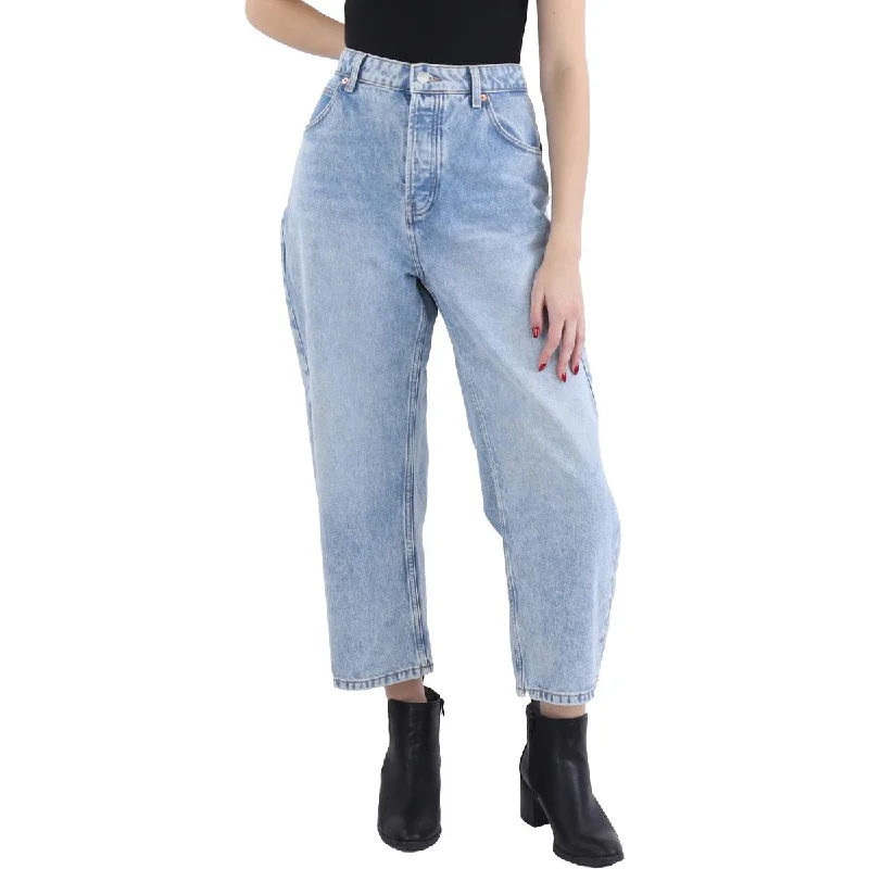 casual straight-fit jeans for women -Deep Trance Womens Mid-Rise Dropped Crop Boyfriend Jeans