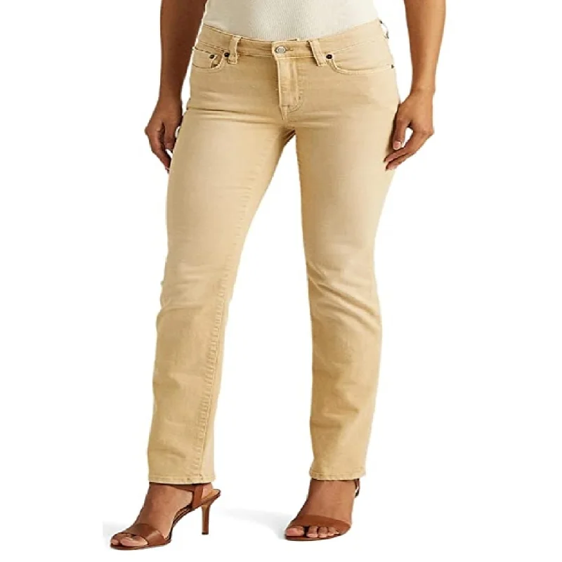 ladies' cropped wide-leg jeans -Ralph Lauren Women's Mid Rise Straight Jeans Brown Size 10