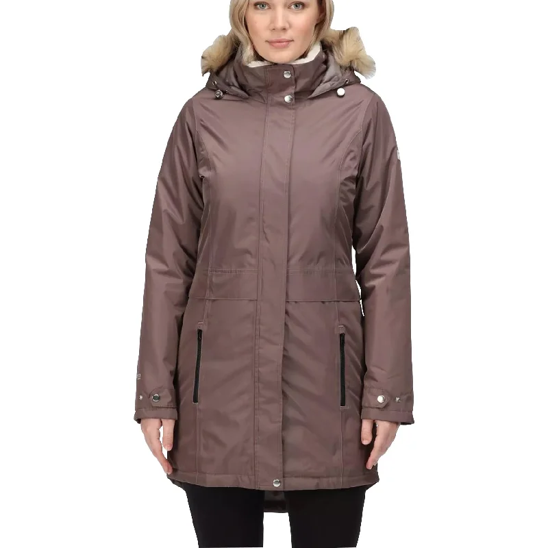 lightweight packable jacket for women -Regatta Lexis Waterproof Insulated Womens Parka Jacket - Brown