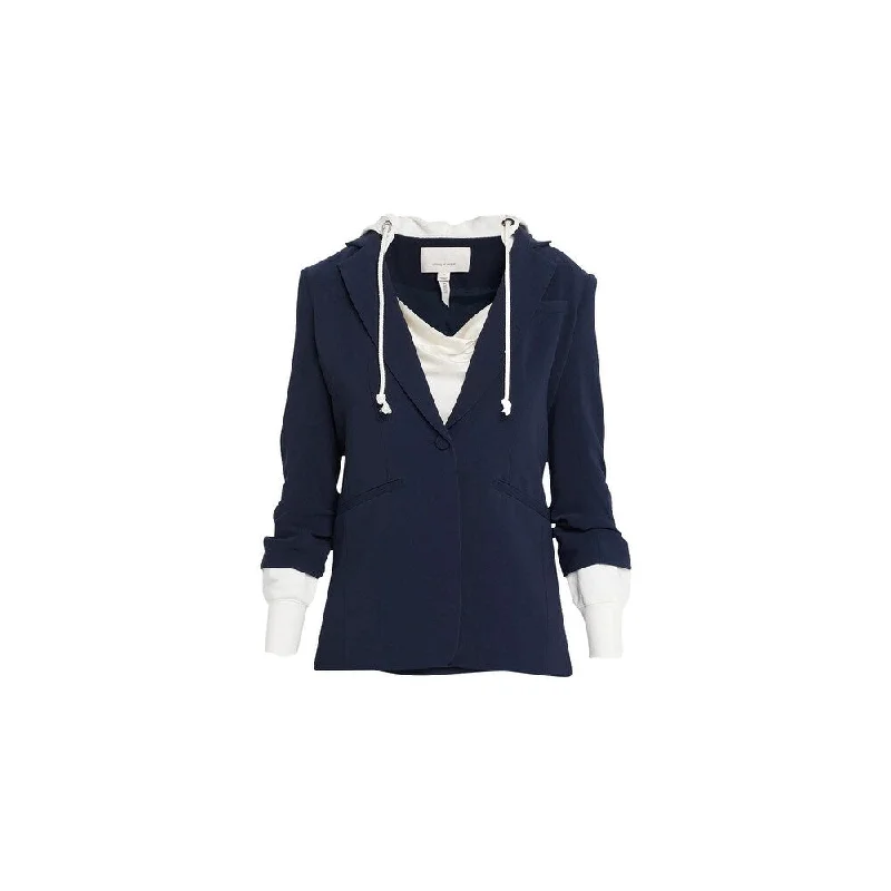 women's slim fit blazer -Cinq a Sept Hooded Khloe Jacket Navy Heather Grey