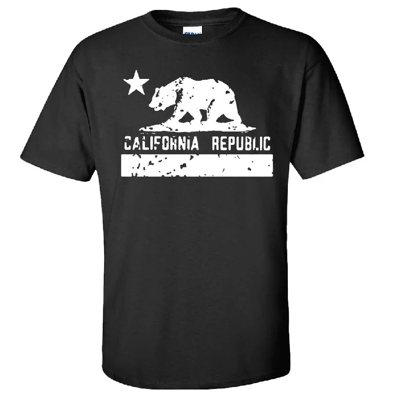 trendy crop top for women -California Flag White Print Silhouette Asst Colors T-shirt/tee