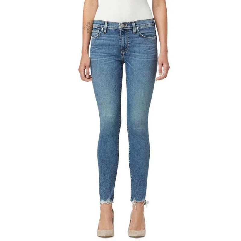 women's low-rise skinny jeans -Hudson Jeans Women's Mid Rise Super Skinny Denim Jeans Blue Size 24