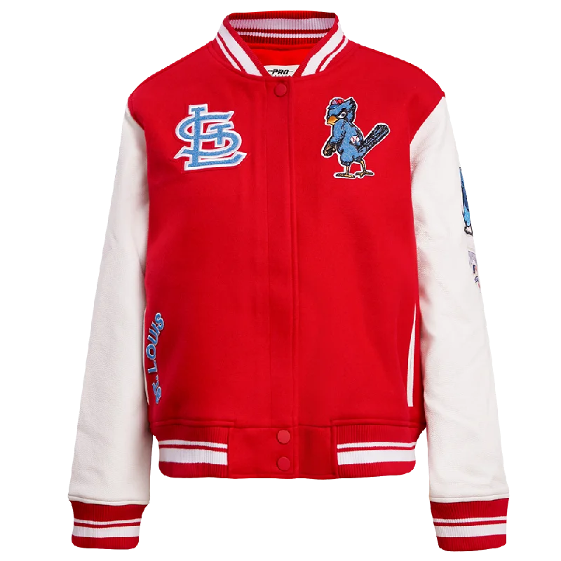 ladies' sporty windbreaker -MLB ST. LOUIS CARDINALS RETRO CLASSIC WOMEN'S RIB WOOL VARSITY JACKET (RED)