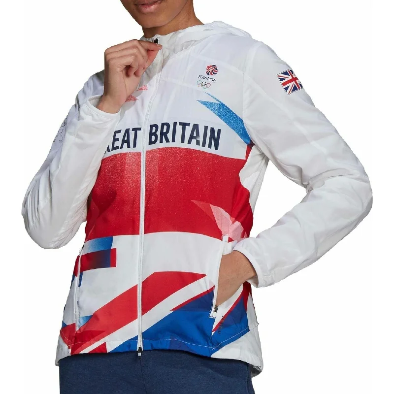 classic camel coat for ladies -adidas Great Britain Podium Womens Running Jacket - White