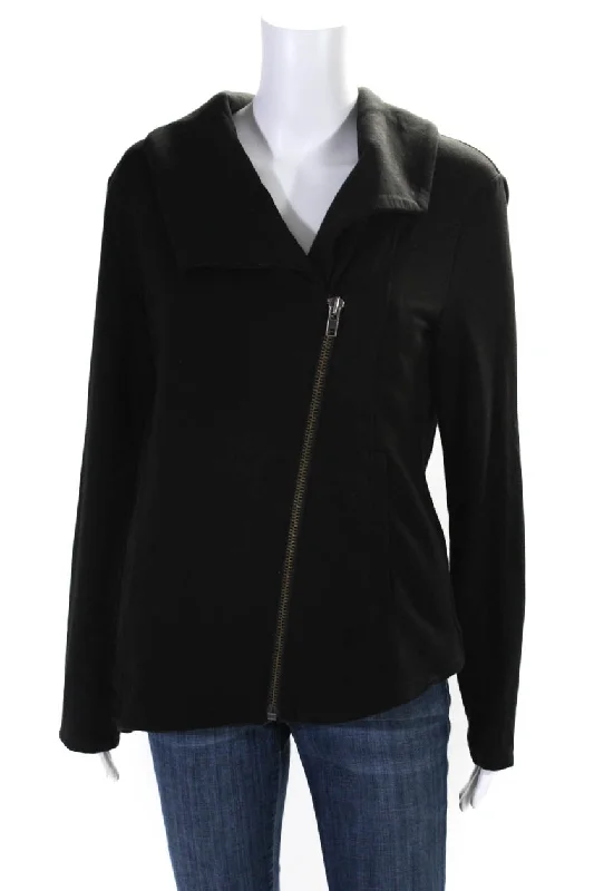 professional work blazer for women -Helmut Lang Womens Asymmetric Zip V Neck Jacket Black