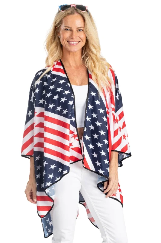 off-the-shoulder ruffle top for women -Women's Patriotic American Flag Vest