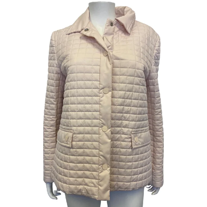 sleek satin bomber jacket for women -SALVATORE FERRAGAMO Pastel Pink Quilted Jacket (43 - UK 10-12)