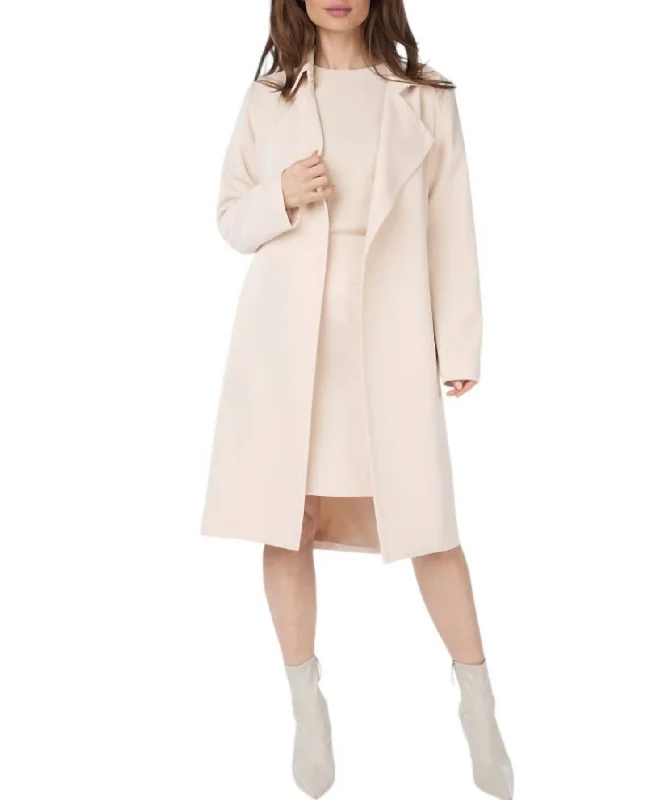 warm down coat for women -Twill City Coat In Sand