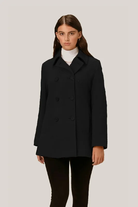 sustainable eco-friendly coat for women -MOLLY Wool & Cashmere Pea Coat 2141