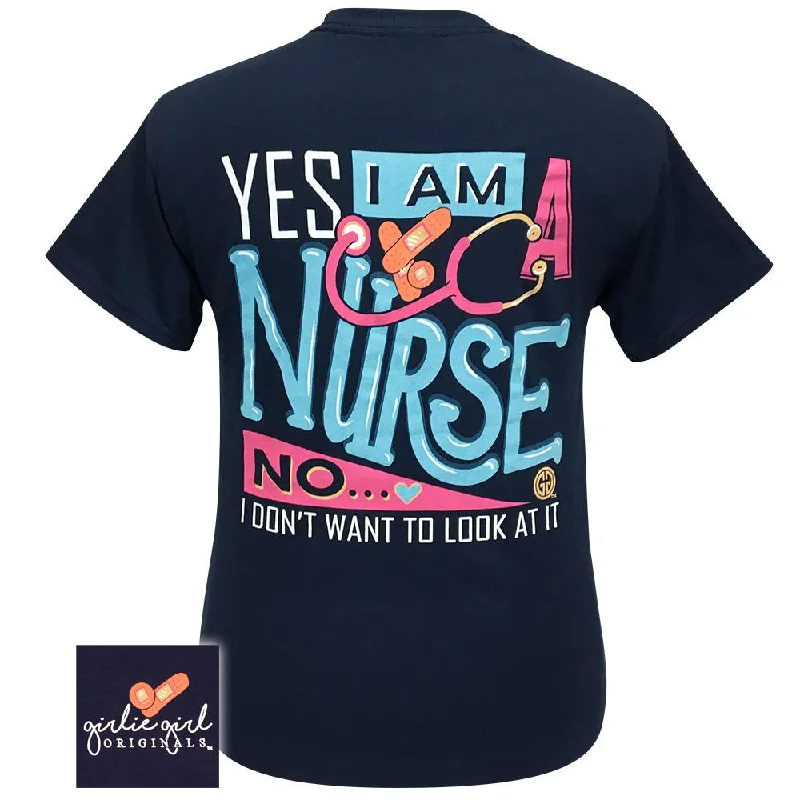 soft-touch modal t-shirt for women -Nurse Look At It-Navy SS-2202