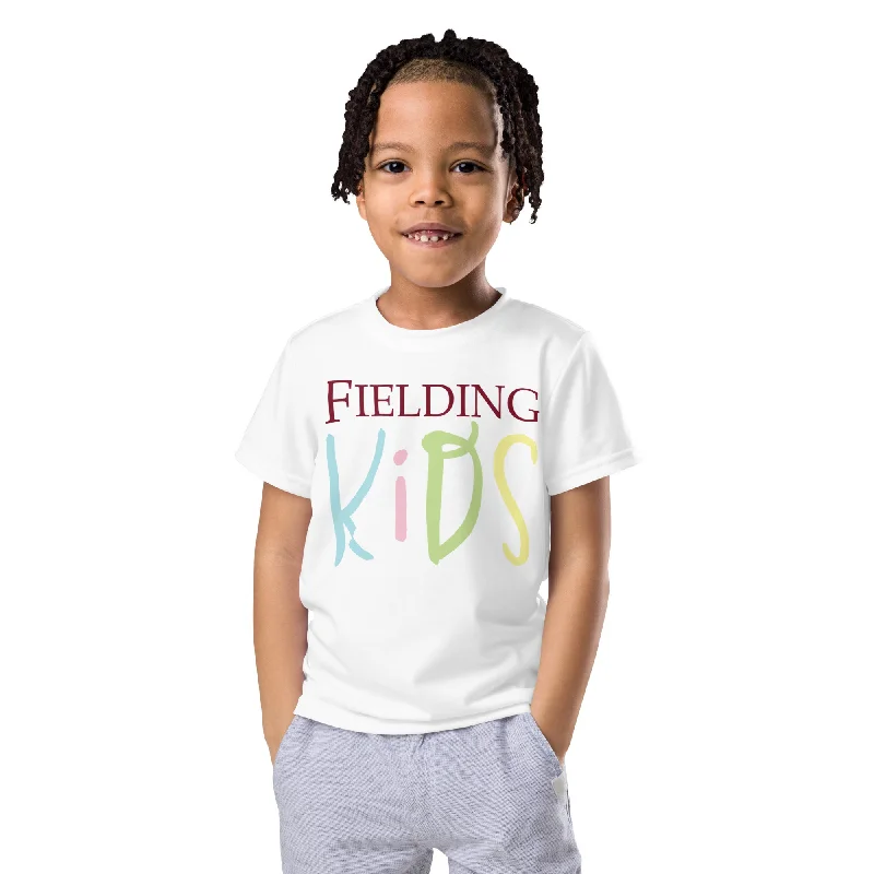 stylish plaid button-up shirt for ladies -Kids Crew Neck T-Shirt | Fielding Kids